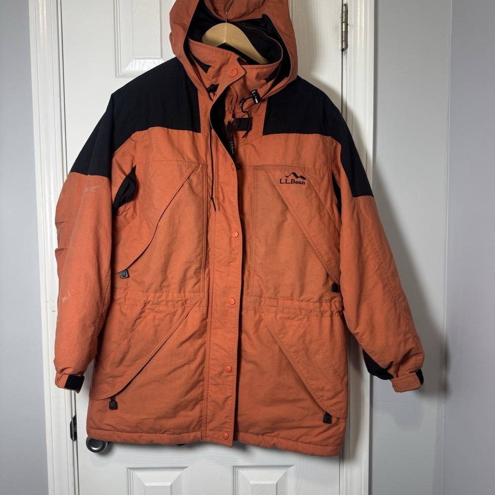 LL Bean Outdoors Black &‎ Orange Hooded Thinsulate Parka Women Medium